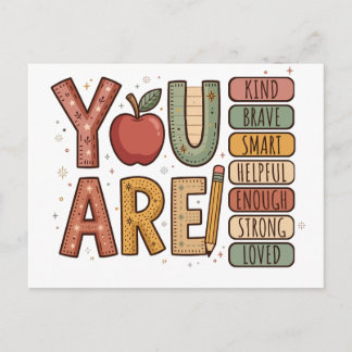 Elementary School You Are Kind Brave Inspirational Invitation Postcard
