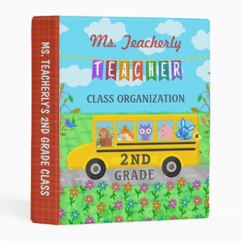 Elementary Teacher Class Organization | Cute Bus Mini Binder by HaHaHolidays at Zazzle