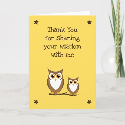 Elementary Teacher from student Owl Thank You Card