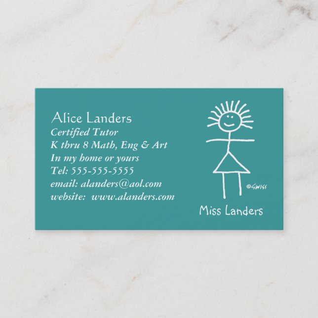 Elementary Tutor Teacher Business Card Custom (Front)