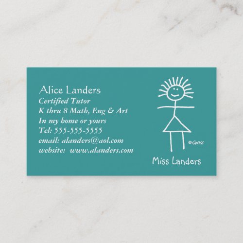Elementary Tutor Teacher Business Card Custom