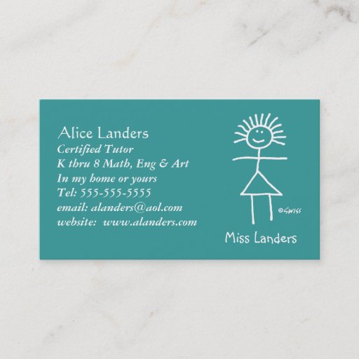 Customizable Elementary Tutor Teacher Business Card Custom