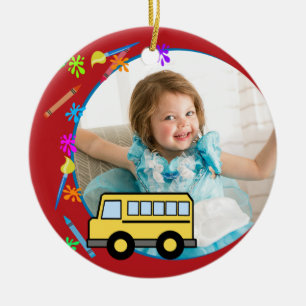 Elementary Years School Bus Photo Ceramic Ornament
