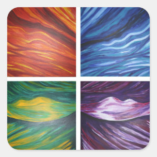 Elements acylic abstract  painting square sticker
