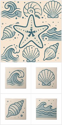 Elements in Motion – Minimal Ocean Tile Art Series