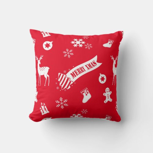 Elements of Christmas Red Throw Pillow