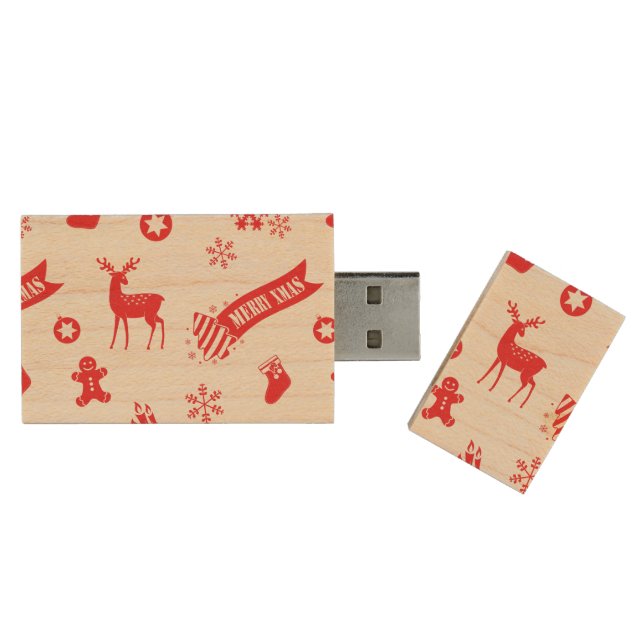 Elements of Christmas Wood USB Flash Drive (Opened)
