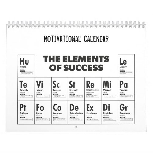 Elements Of Success _ Gym Hustle Motivational Cale Calendar