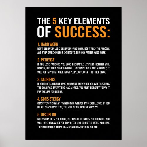 Elements Of Success Gym Hustle Success Inspire Poster