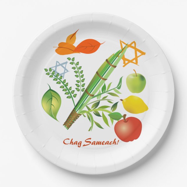 Elements of Sukkot Paper Plates (Front)