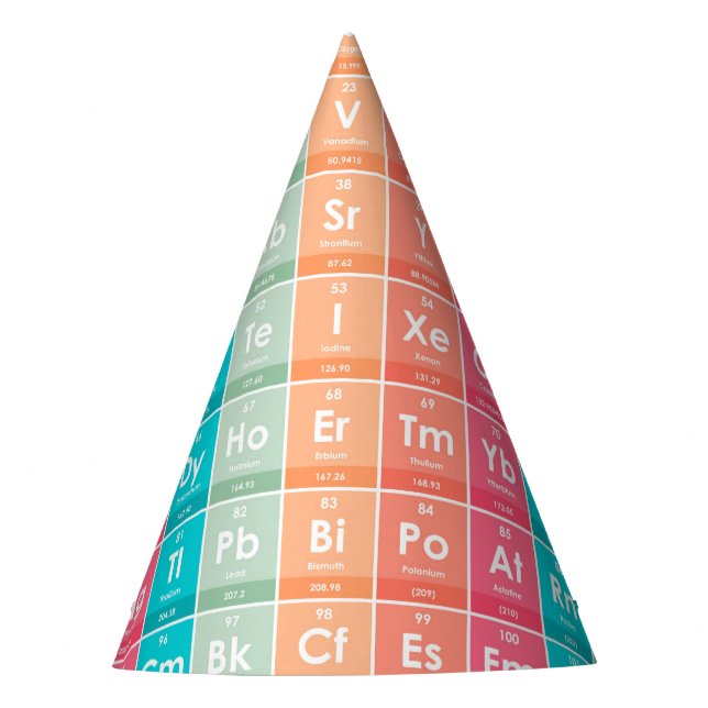 Elements of the Periodic Table Colorful Pattern Party Hat (Front)