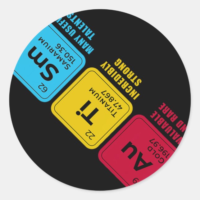 Elements Periodic Table Autism Awareness For Mom.p Classic Round Sticker (Front)