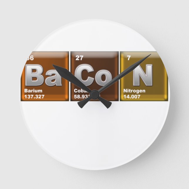 Elements spelling "BACON" Round Clock (Front)