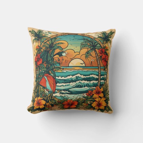 Elements Unveiled Harmonizing Nature and Ocean i Throw Pillow
