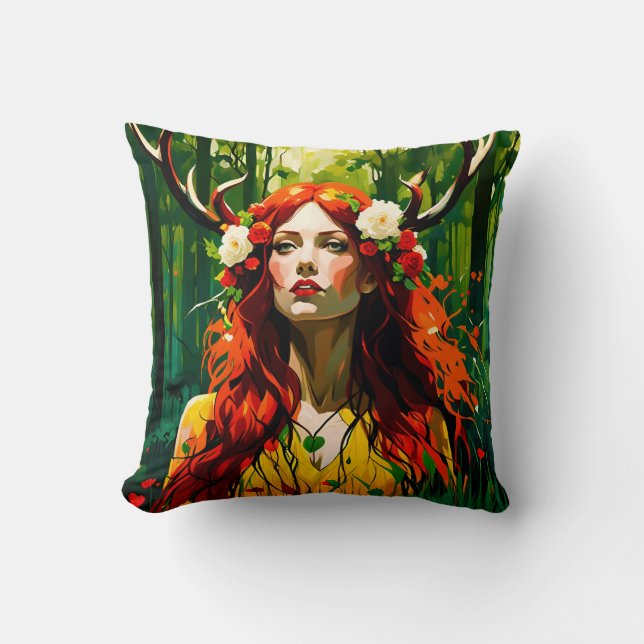 Elen of the Ways Throw Pillow (Front)