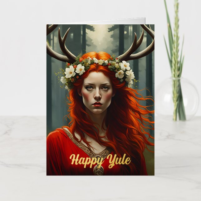 Elen of the Ways Yule Foil Greeting Card (Front)