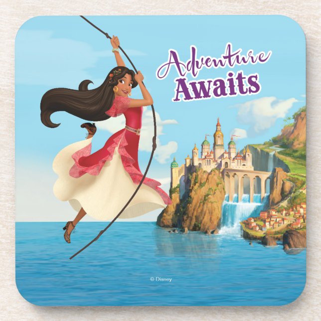 Elena | Adventure Awaits Drink Coaster (Front)