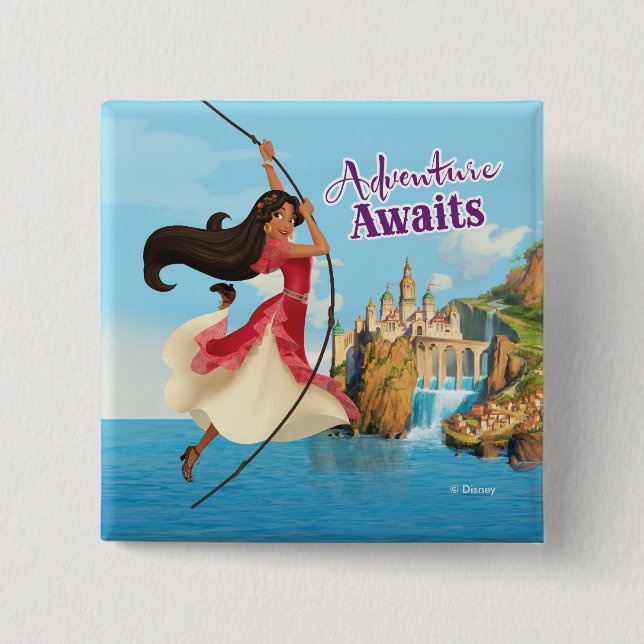 Elena | Adventure Awaits Pinback Button (Front)