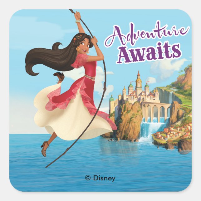 Elena | Adventure Awaits Square Sticker (Front)