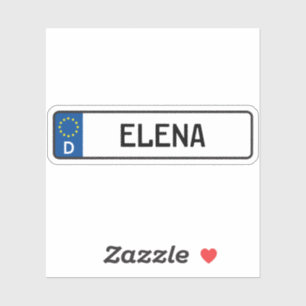 Elena German Car License Plate Sticker
