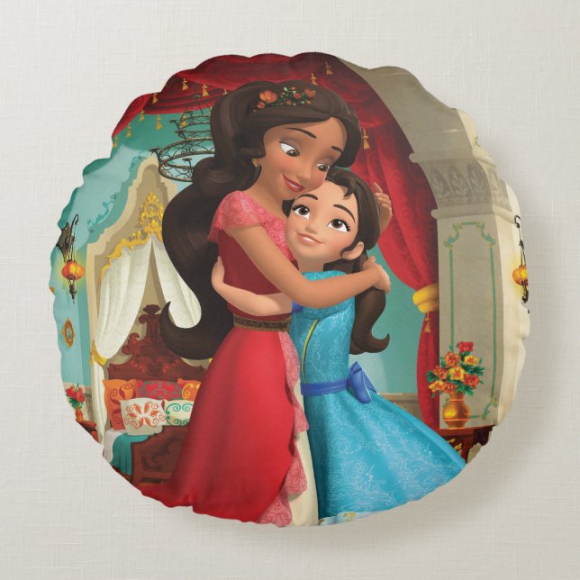 Elena | Little Sister. Big Sister. Round Pillow (Front)