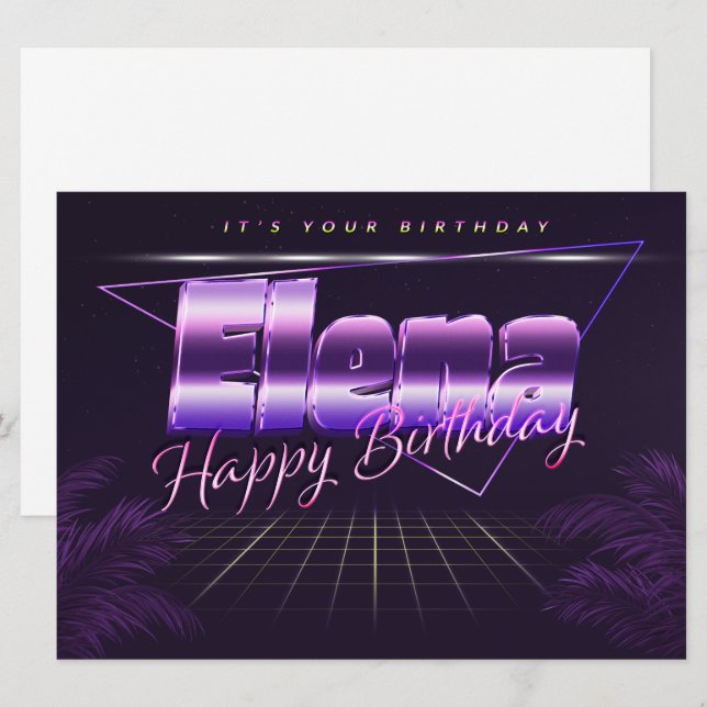 Elena Name First name lila retro card Birthday (Front/Back)