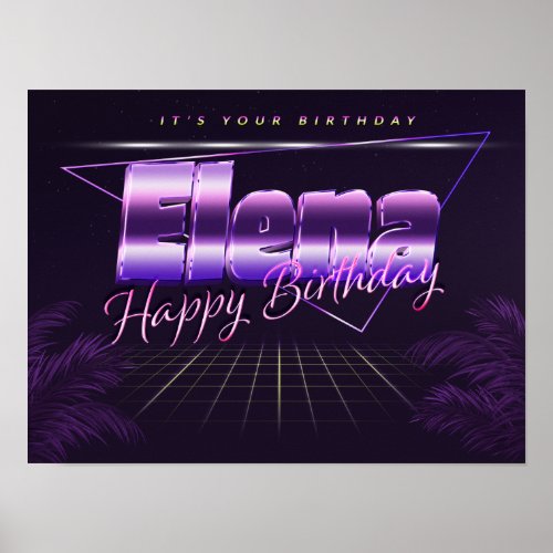 Elena Name First name lila retro Poster Birthday