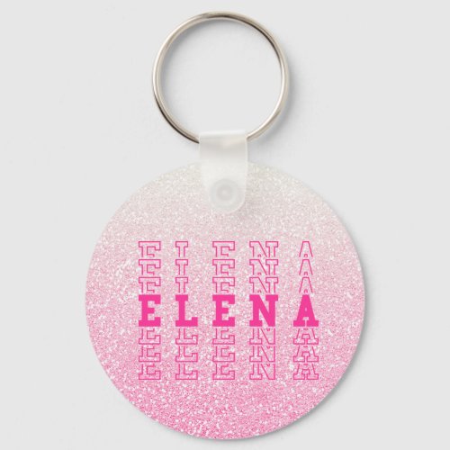 Elena Pink Custom Repeat Name Keychain