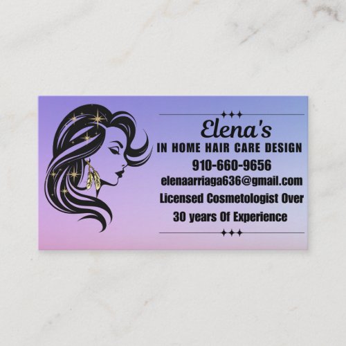 Elenas In Home Hair Care  Business Card