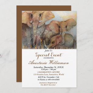 ELEPHANT 10th BIRTHDAY PARTY INVITATION