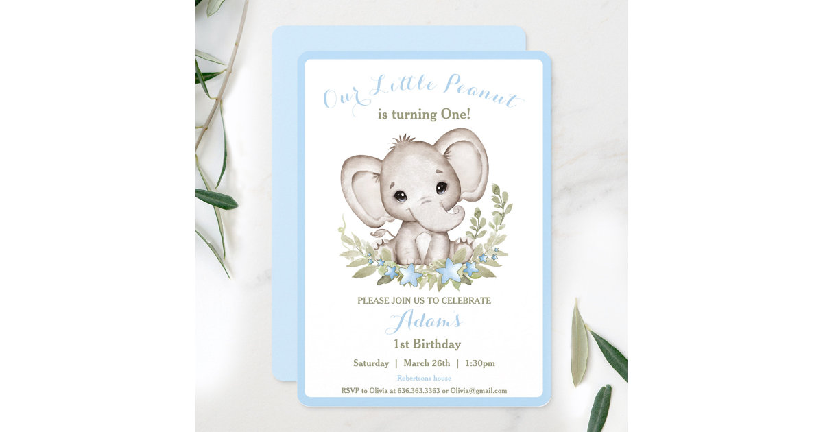 Personalized Elephant 1st Birthday Party Invitations - Set Of 10, Pink Polka Dots, UK Made 6 thumbnail image