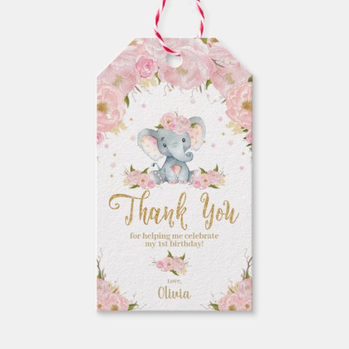 Elephant 1st Birthday Thank You Favor Gift Tags