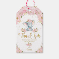 Elephant 1st Birthday Thank You Favour Gift Tags