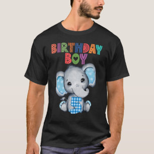 Elephant 5th Birthday Boy 5 Years Old Themed Eleph T-Shirt