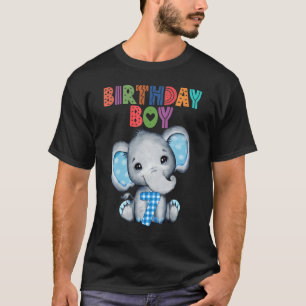 Elephant 7th Birthday Boy Kids 7 Years Old Elephan T-Shirt