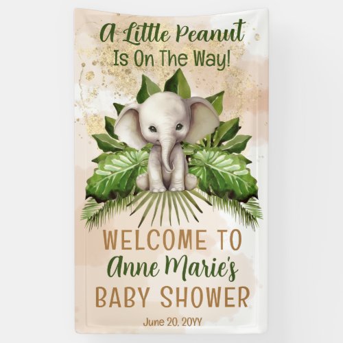 Elephant A Little Peanut Is On The Way Baby Shower Banner