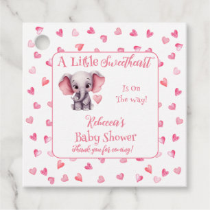 Elephant A Little Sweetheart Girl Baby Shower Favor Tags