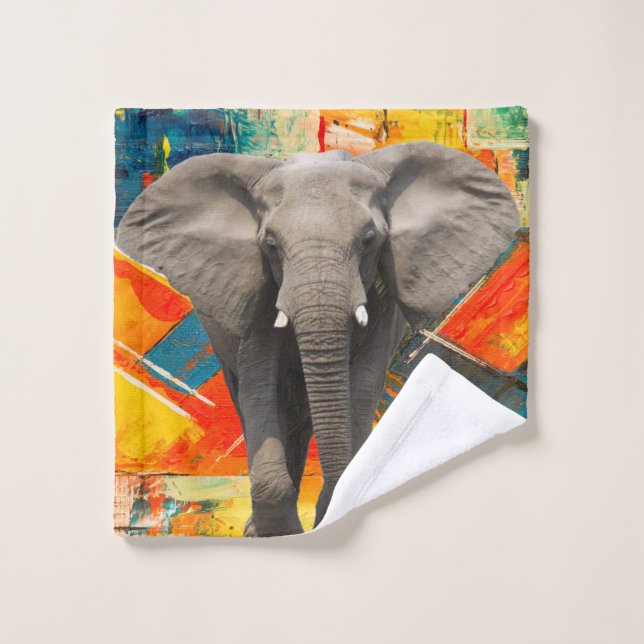 Elephant Abstract Colors  Bathroom Towel Sets (Wash Cloth)