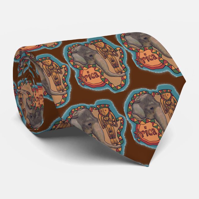 Elephant Africa Neck Tie (Rolled)