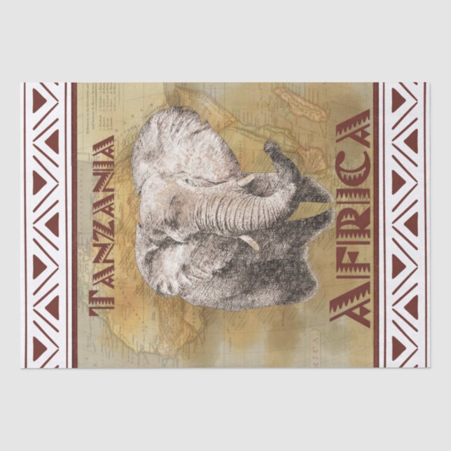 Elephant Africa Travel Poster Tissue Paper (Front)