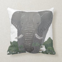 Elephant, African Animal Throw Pillow
