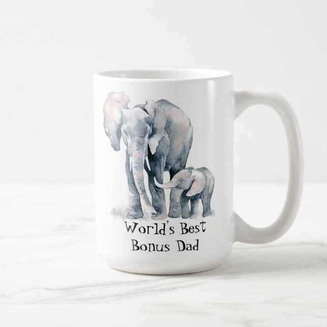 Elephant African Animal World's Best Bonus Dad Coffee Mug (Right)