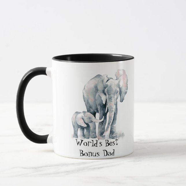 Elephant African Animal World's Best Bonus Dad Mug (Left)