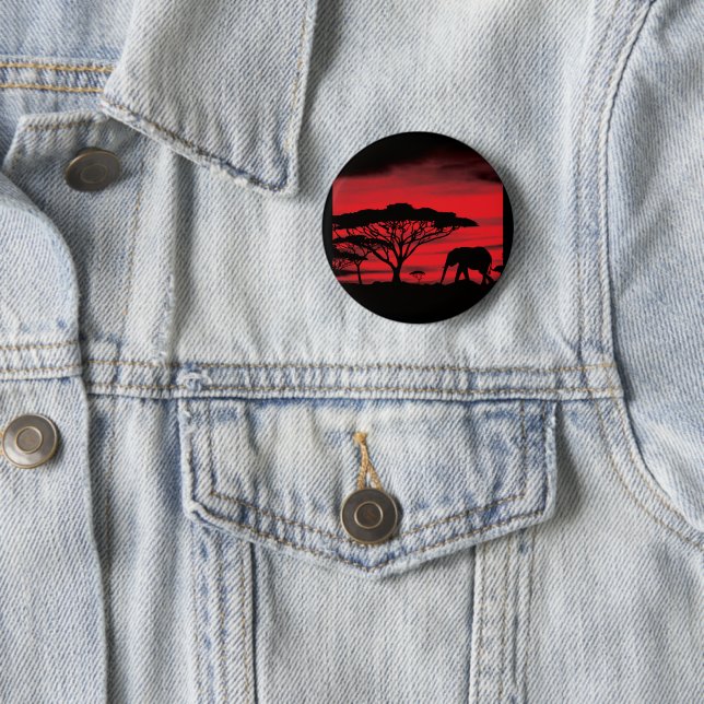 Elephant African Sunset Button (In Situ)