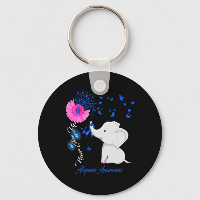 Elephant Alopecia Awareness - Alopecia Ribbon Gift Keychain (Front)