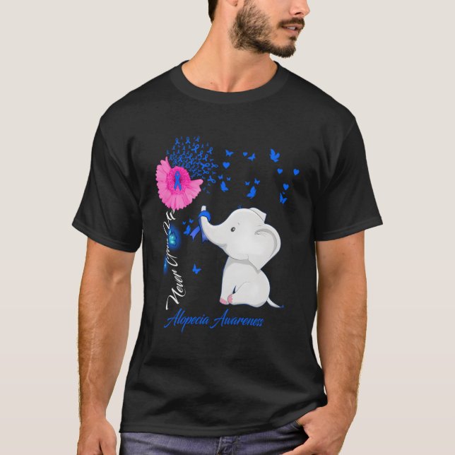 Elephant Alopecia Awareness Alopecia Ribbon T-Shirt (Front)