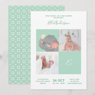 Elephant • Alphabet Monogram Cute Baby Shower Invitation