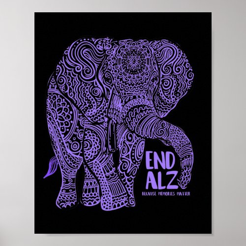 Elephant Alzheimerheimer Awareness Apparel And Gif Poster