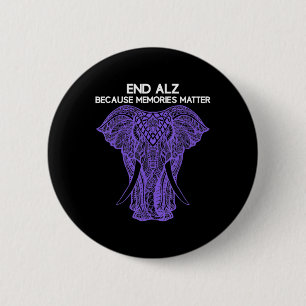 Elephant Alzheimerheimer Awareness Apparel End Button