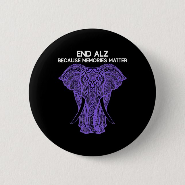 Elephant Alzheimerheimer Awareness Apparel End  Button (Front)